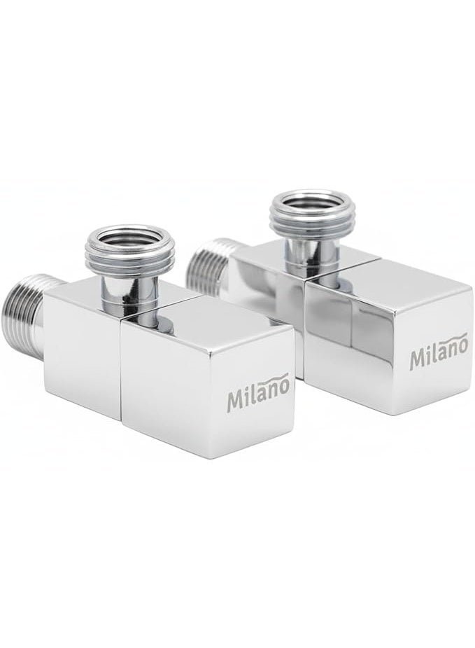 هيتكس صمام ميلانو ذو الزاوية المربعة - جسم نحاسي فاخر، طلاء كروم - تصميم إيطالي، مدخل 1/2 بوصة × مخرج 1/2 بوصة - صمام إيقاف أنيق للحمام والمطبخ، متين ومقاوم للصدأ (2) - Image 1